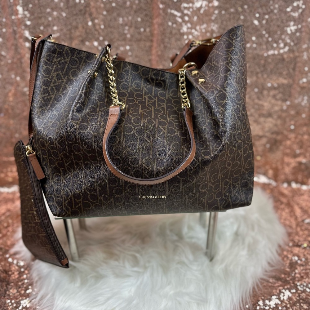 Calvin Klein Brown Oversized Tote Bag